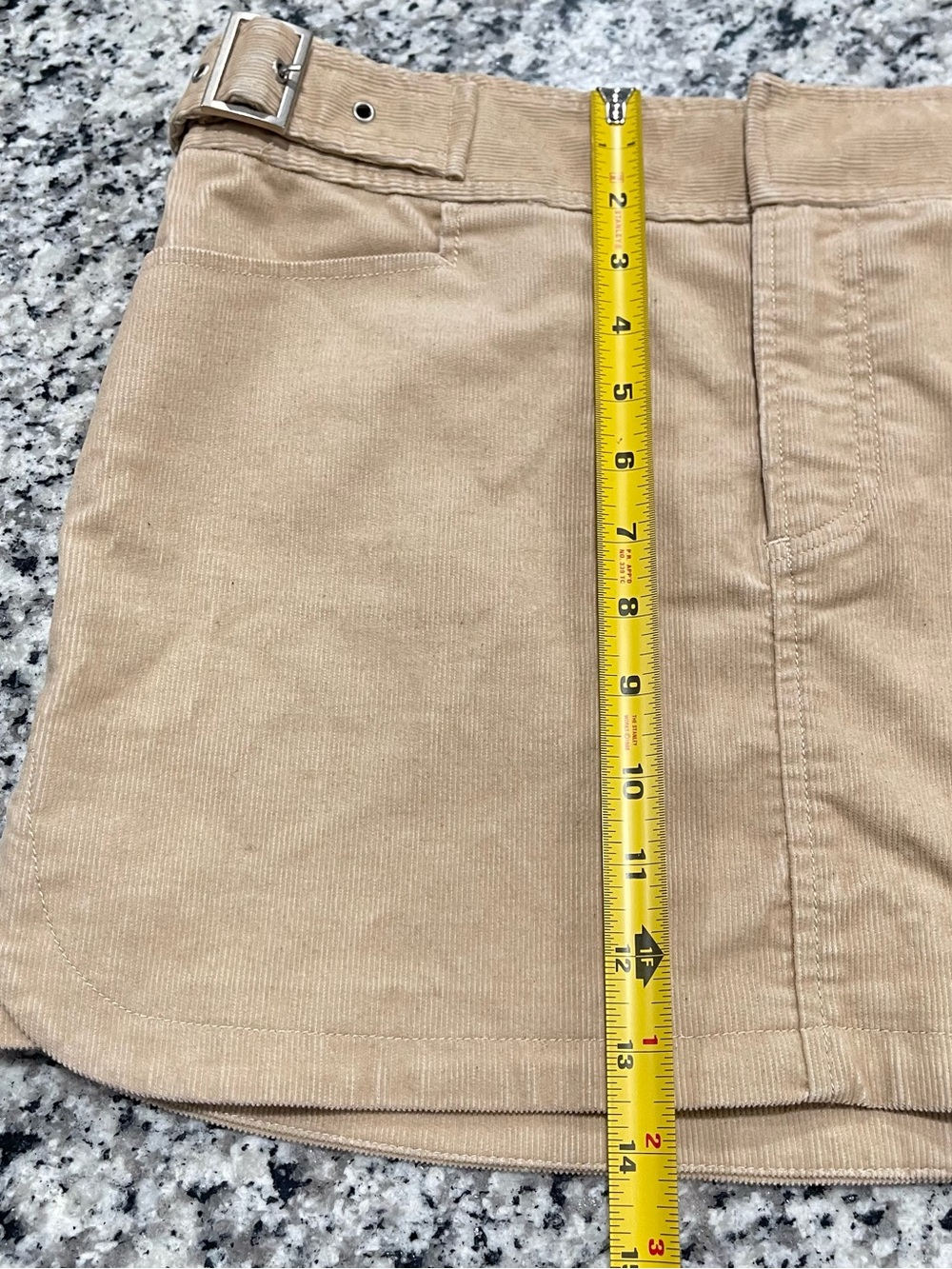 Armani Exchange Beige Corduroy Mini Skirt with Belt Detail | Size 10 - Picture 7 of 16